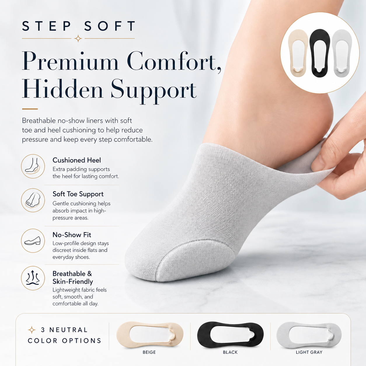 StepSoft cusion liner socks